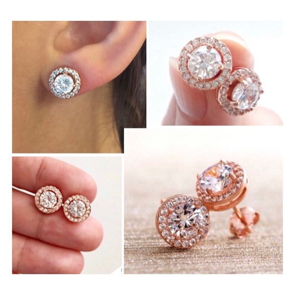 [Ashlee] 18K Halo Earrings - Picture 6 of 7